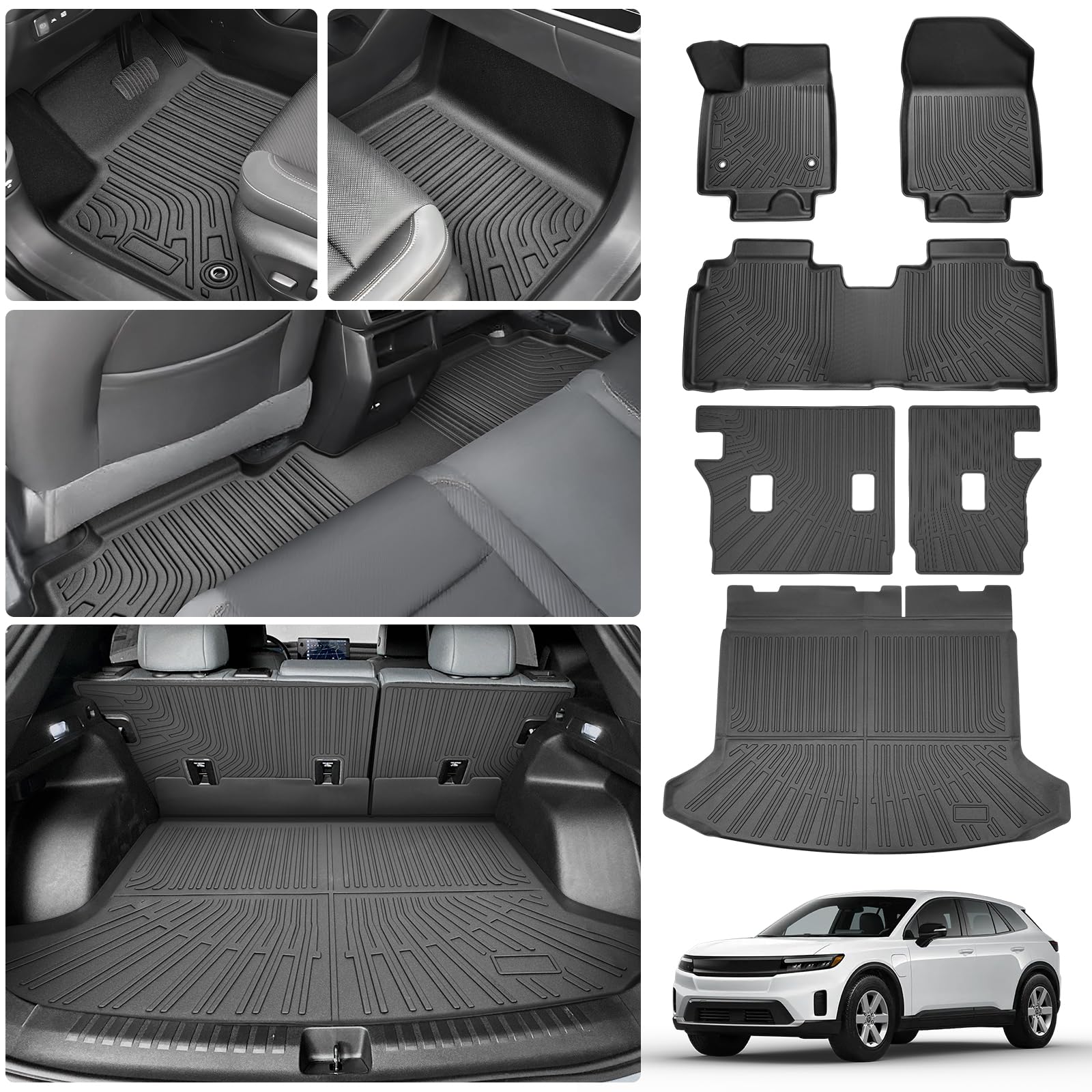 Floor Mats for Honda Prologue 2024 2025 2026, All Weather Cargo Liners for Prologue Accessories Heavy Duty Waterproof Car Floor Mat with Backrest Mat Back Seat Cover Protector Image