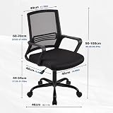 T-THREE Adjustable Ergonomic Office Chair Black Mesh Back 360° Swivel Lumbar view 3