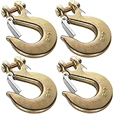 LANIAKEA 4Pack 3/8 Inch Clevis Slip Hook, Heavy Duty Forged Steel Safety Hook with Latch, G70 Tow Chain Wrecker Truck Trailer Tie Down, 18,000 lbs Capacity