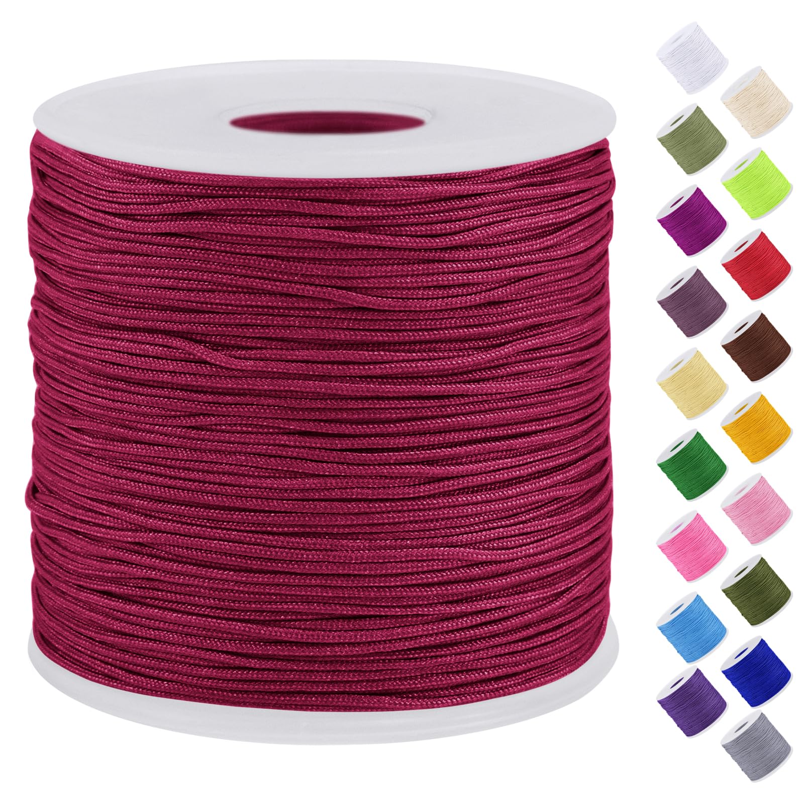 Uiopa Nylon Cord, 0.7mm x 131 Yards Nylon String for Bracelet Making, Beading Thread Bracelet Cord for Necklace, Jewellery Making, Macrame, DIY Crafts, Wine Red
