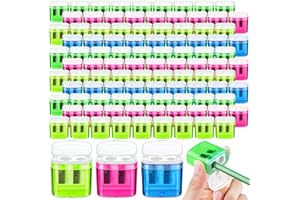 Aodaer Pencil Sharpeners Manual Double Hole Pencil Sharpener for Kids Dual Hole Pencil Sharpener for School Office Home, Assorted 4 Colors (180)