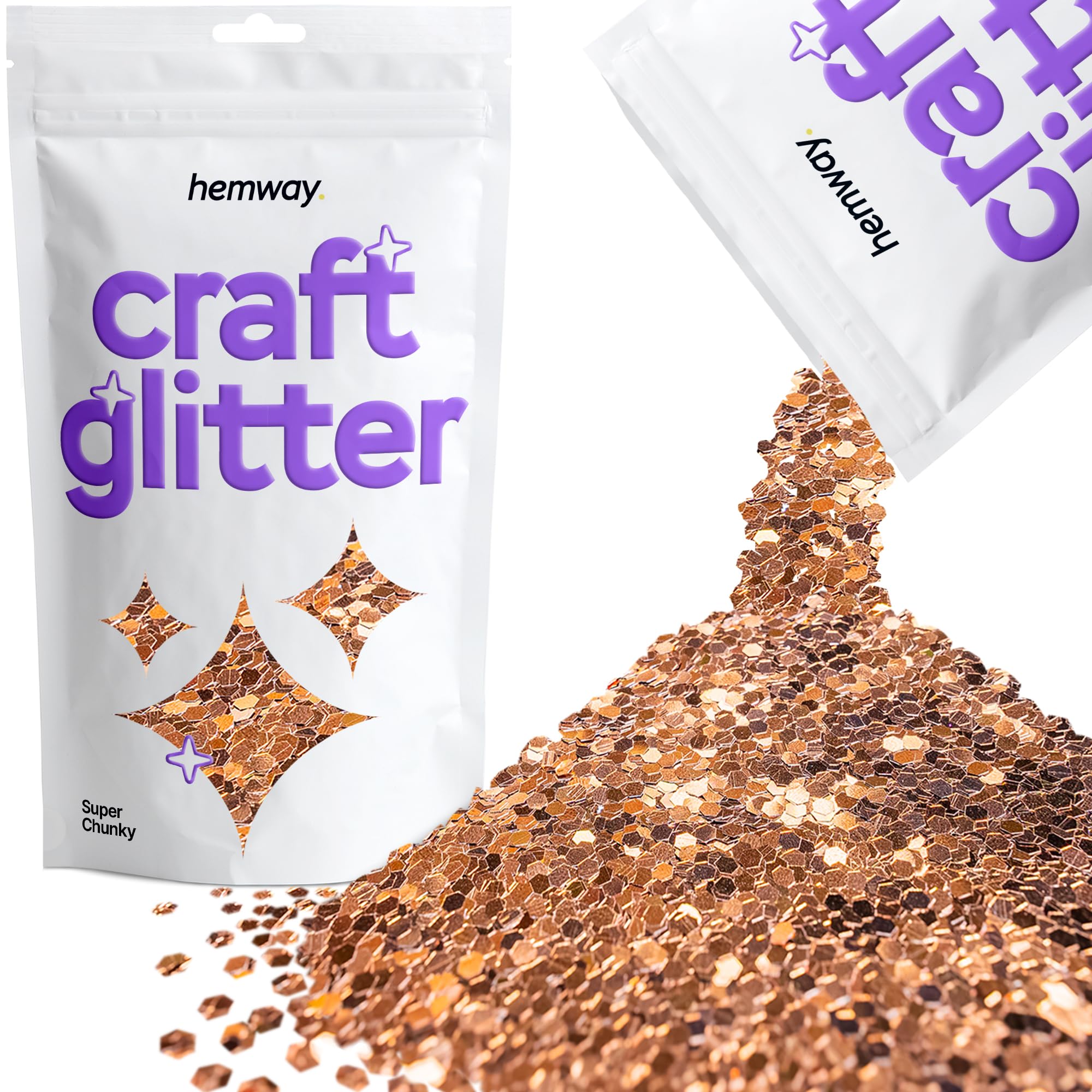 Hemway Craft Glitter Bronze Brown 100g Super Chunky Glitter for Crafts, Resin, Cosmetic, Nail, Face, Body, Festival, Tumblers, Art, Candle, Crafting