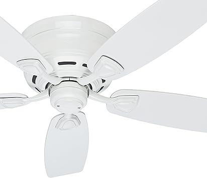 Hinter Fan 48 Outdoor Hugger Ceiling Fan In White With 5 White