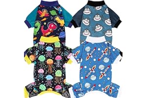 XPUDAC Dog Pajamas Clothes for Small Dogs Boy Girl, Doggie Pjs Puppy Onesies Outfits Pet Clothes for Dog Cat Christmas Pajamas, 4 Styles (Universe, Medium)