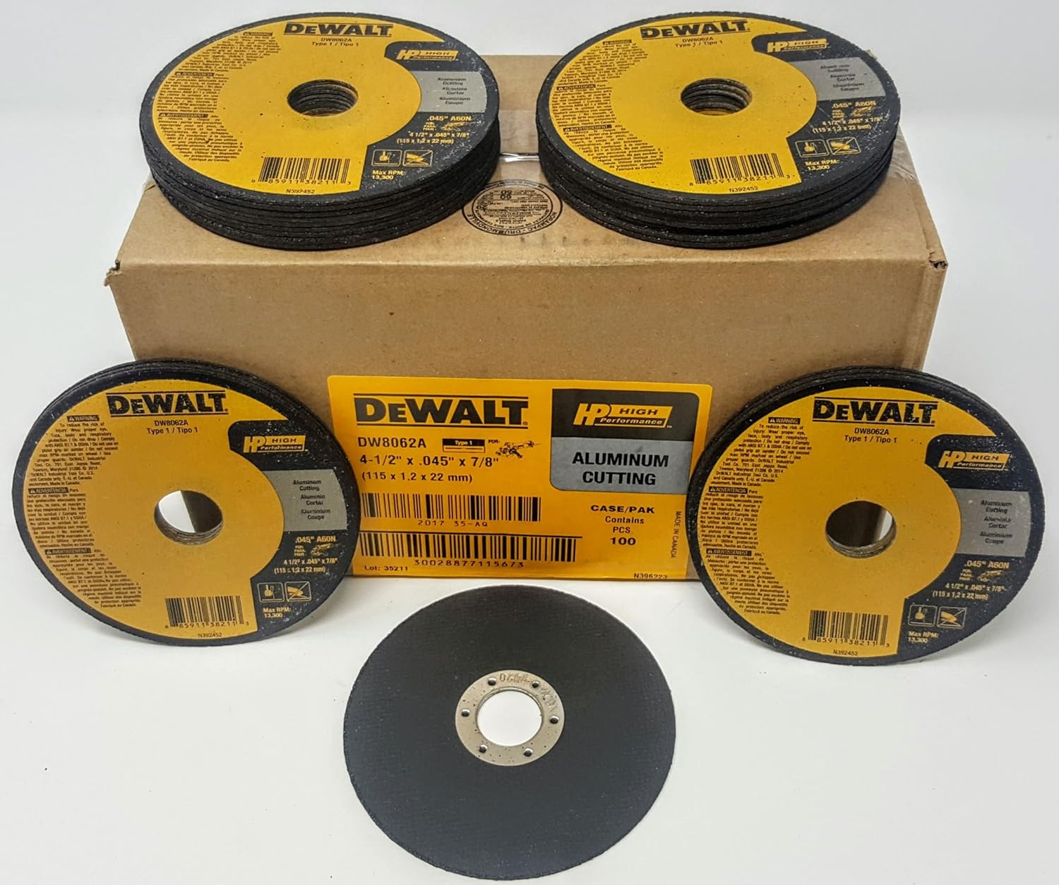 Dewalt DW8062A 41/2" x .045" x 7/8" T1 AluminumCutting