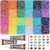 17000Pcs Resin Rhinestones for Bedazzling Crafting, 4mm Jelly Multicolor Bedazzled Rainbow Flatback Gems Set, Colorful Bedazzler Jewel Gemstone for Clothes Crafts Clothing Nail Art with B7000 Glue