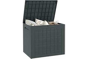 Outsunny 28 Gallon Deck Box, Resin Outdoor Storage Box with Handles, Waterproof and UV Resistant Storage Container for Garden