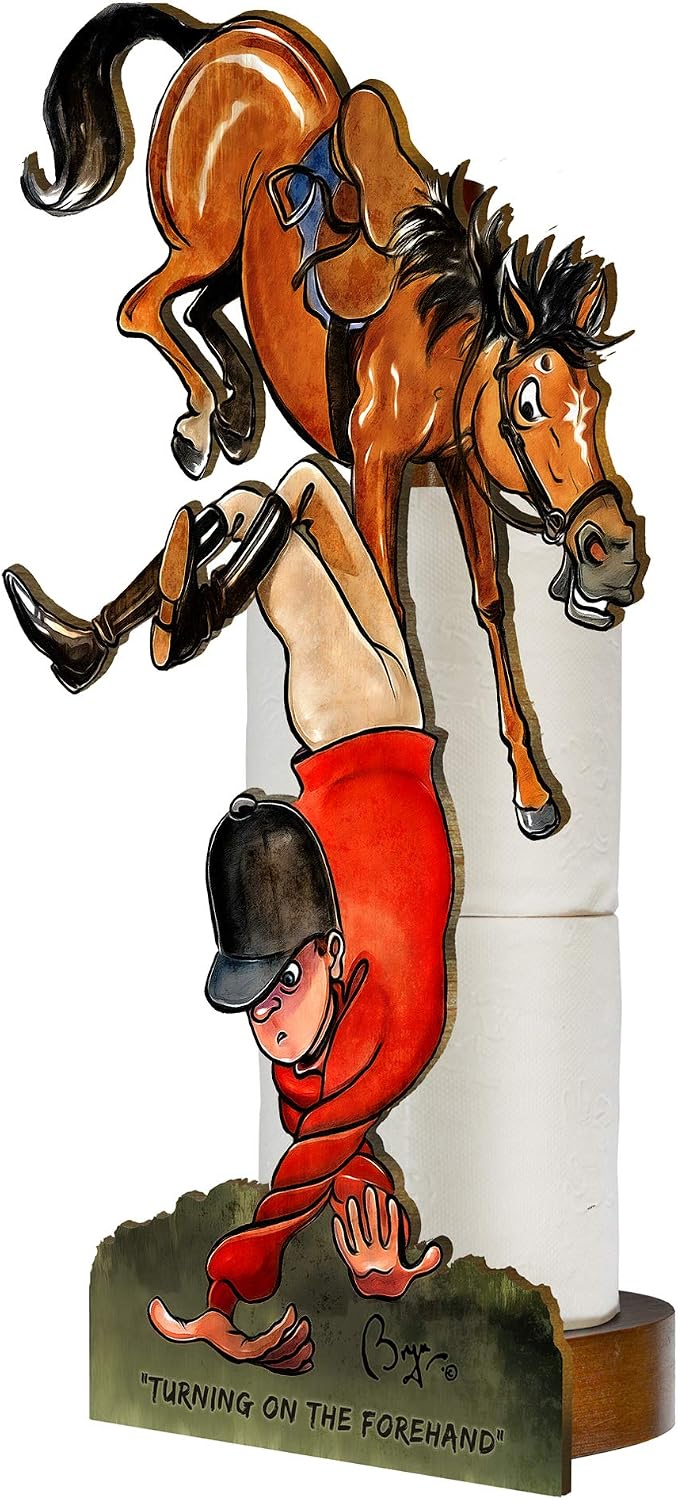 Looprints Fun Toilet Roll Storage & Kitchen Towel Holder Wooden Stand, Equestrian, Various Sizes - Image 5