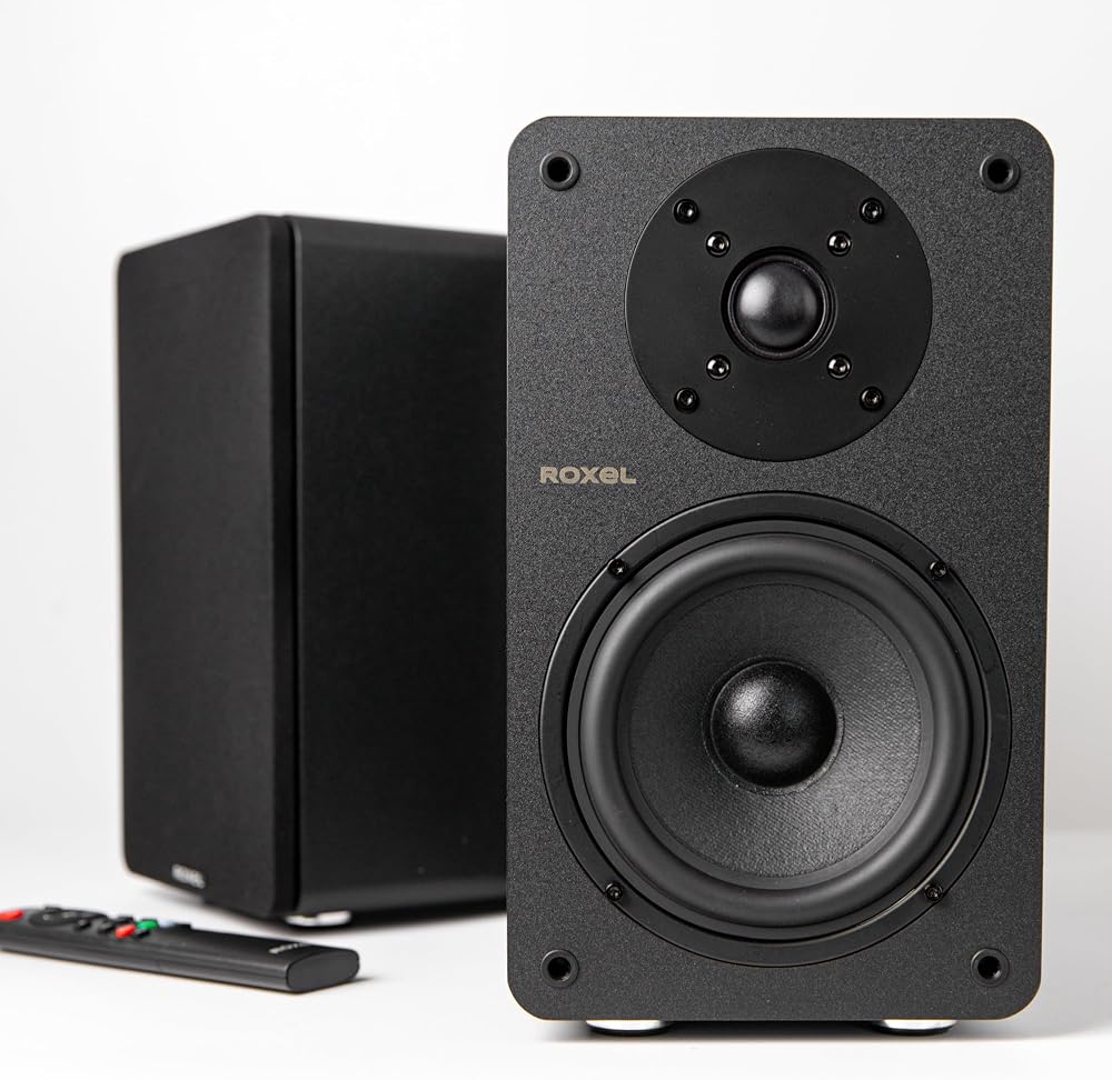 Roxel Onyx Active Bookshelf Speakers 100W RMS HDMI ARC Bluetooth 5.0 Black