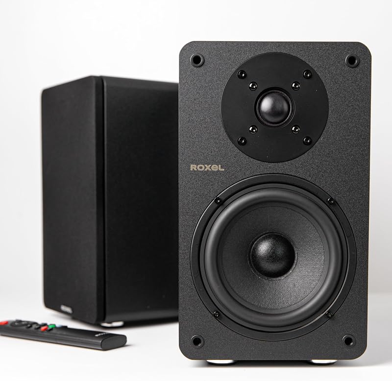 Roxel Onyx Active Bookshelf Speakers 100W RMS HDMI ARC Bluetooth 5.0 Black