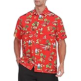 FISHEAL Christmas Hawaiian Shirts for Men - Tropical Short Sleeve Button Down Beach Vacation Holiday Shirt