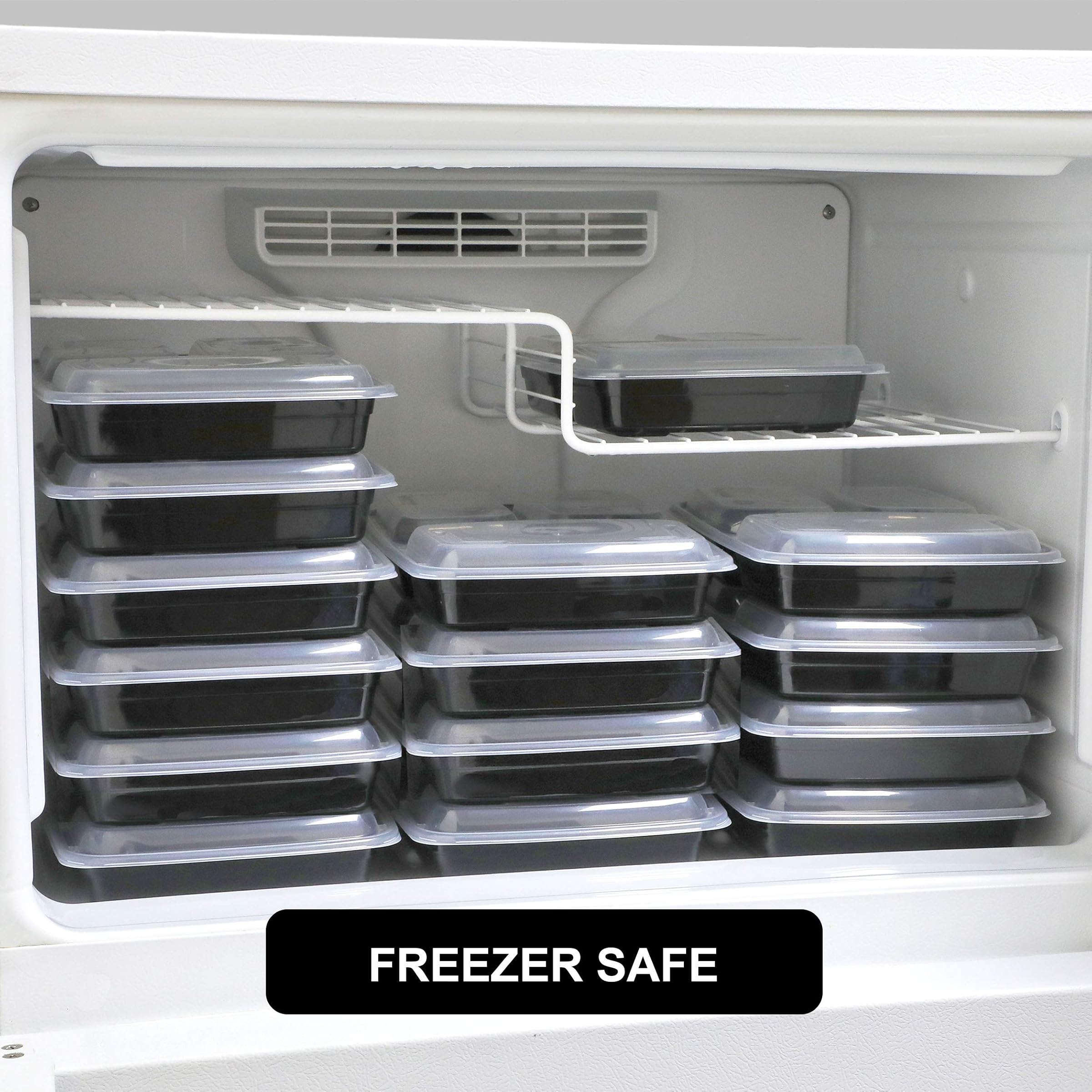 Freshware Meal Prep Containers 21 Pack 3 Compartments with Lids Food Storage Bento Box | BPA Free | Stackable | Lunch Box, Microwave/Dishwasher/Refrigerator Safe, Partial Control, 21 Days Fix (24 Ounces)