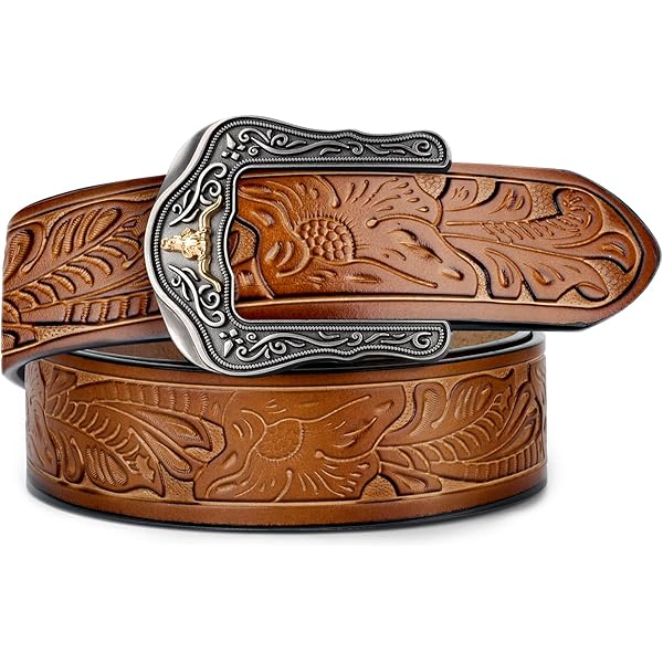 Brighton Women's Silver Creek Brown Western Scroll Belt Brown 32