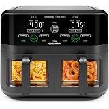 CHEFMAN 6 Quart Dual Basket Air Fryer Oven with Easy View Windows, Sync Finish, Hi-Fry, Auto Shutoff, 2 Independent 3Qt Nonstick Dishwasher Safe Frying Baskets, Digital Double Air Fryer - Black