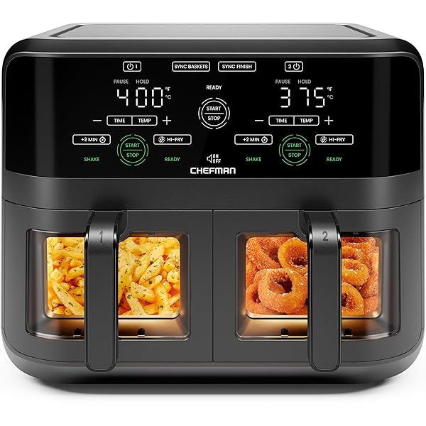 CHEFMAN 6 QUART DUAL BASKET AIR FRYER OVEN...