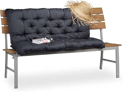 Relaxdays Cojín para Banco de Exterior Grande, Algodón y Poliéster