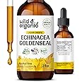 Wild & Organic Echinacea Goldenseal Liquid Drops - Immune Support Supplement w/Goldenseal Echinacea Root Extract - Vegan, Sugar & Alcohol-Free Tincture - 2 fl oz