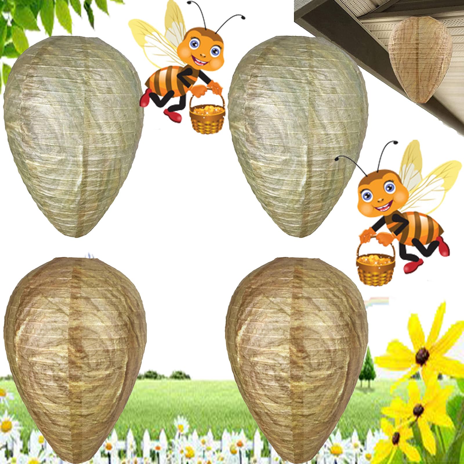 DTSC 4 Pieces Wasp Nest Repellent, Outdoor Wasp Nest, Wasp Trap, Beehive Lantern, Wasp and Insect Trap, Suitable for Home Patio, Garden, Outdoor
