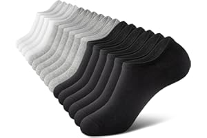 wernies No Show Socks Men, Low Cut Ankle Short Casual Cotton Socks with Non Slip Grips 6-10/11-13