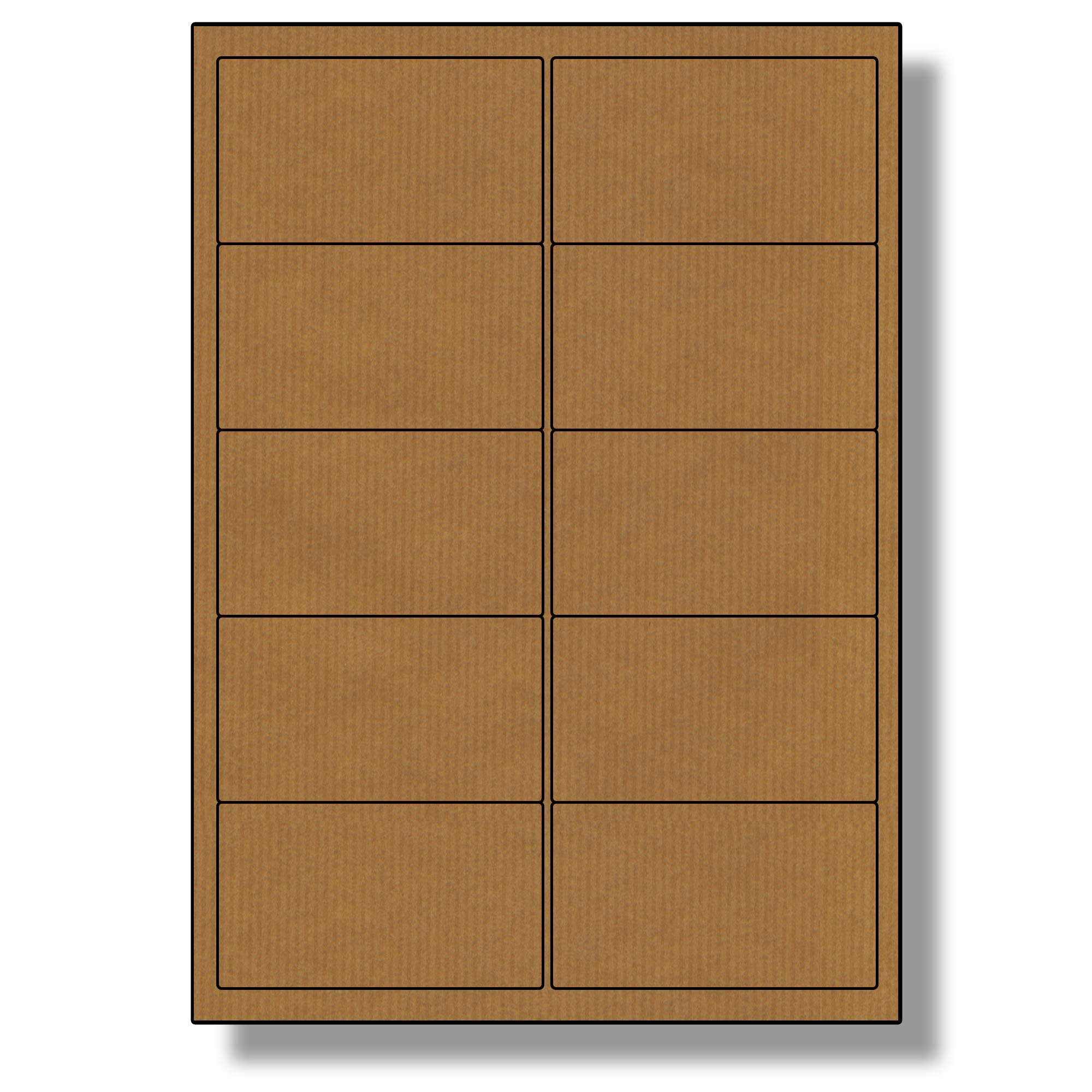 Label Planet® 10 Per Sheet, 5 Sheets (50 Brown Kraft Labels). Brown, Ribbed, Craft Paper Labels. 99.1 x 57mm, LP10/99 BRK.