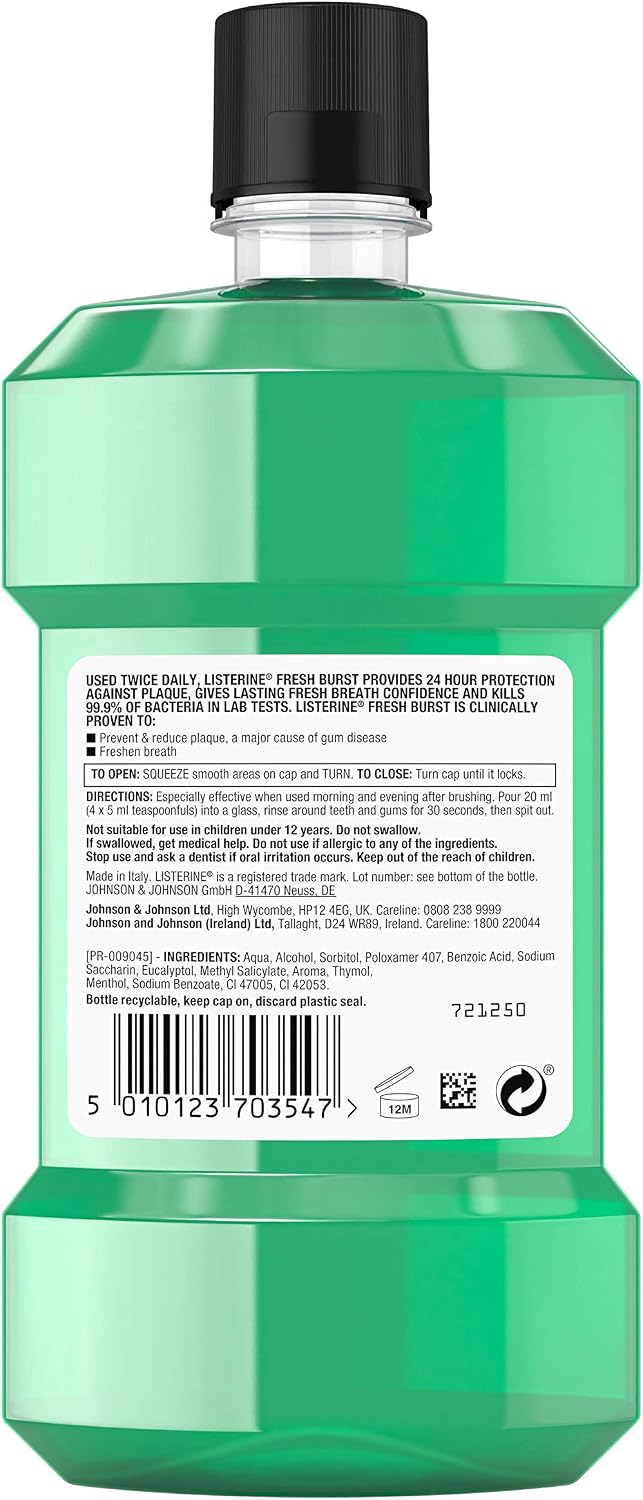 Listerine Fresh Burst Mouthwash, 500ml, 500 ml (Pack of 1) - Image 4