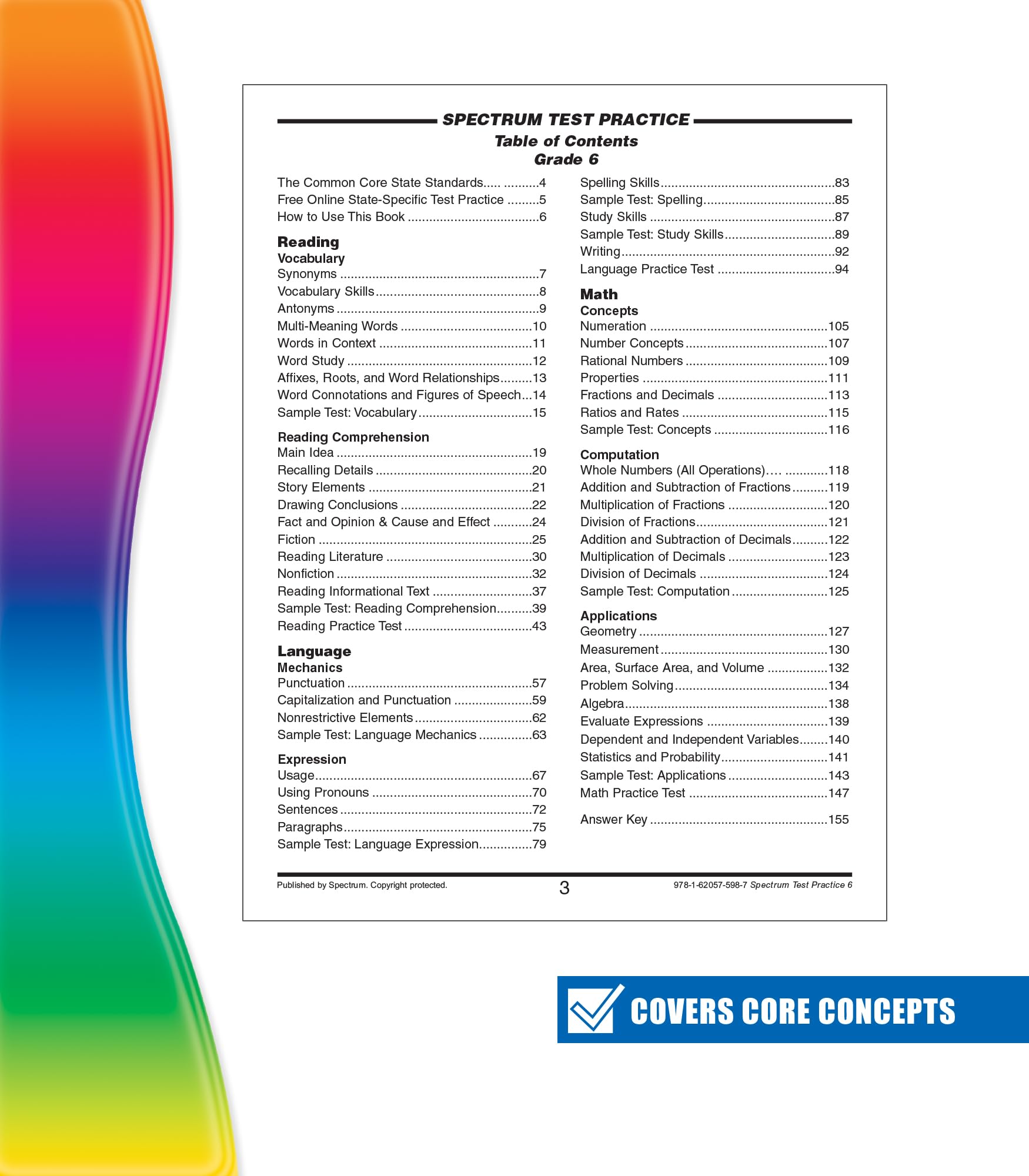Spectrum Grade 6 Test Practice Workbooks, Ages 10 to 11, Math, Language Arts, and Reading Comprehension 6th Grade Test Practice, Reproducible Book, ... and Math Practice - 160 Pages (Volume 66) Spectrum Grade 6 Test Practice Workbooks, Ages 10 to 11, Math, Language Arts, and Reading Comprehension 6th Grade Test Practice, Reproducible Book, ... and Math Practice - 160 Pages (Volume 66) Paperback