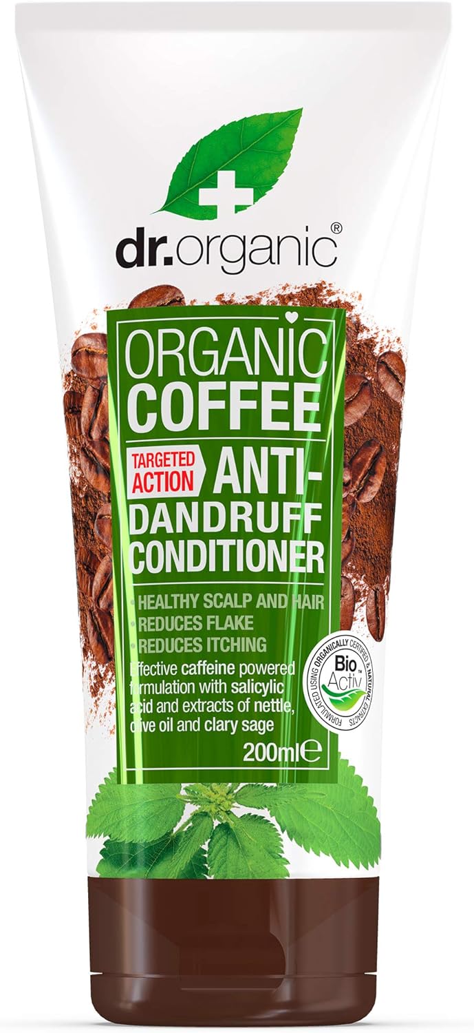Dr Organic Coffee Anti-Dandruff Conditioner, Healthy Scalp, Mens, Womens, Natural, Vegan, Cruelty-Free, Paraben & SLS-Free