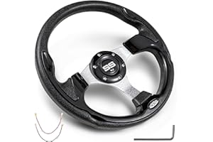 NOKINS 12.5" Universal Golf Cart Steering Wheel, Fit EZGO TXT/RXV/Club Car DS/Precedent/Yamaha, Most Golf Carts (Black)