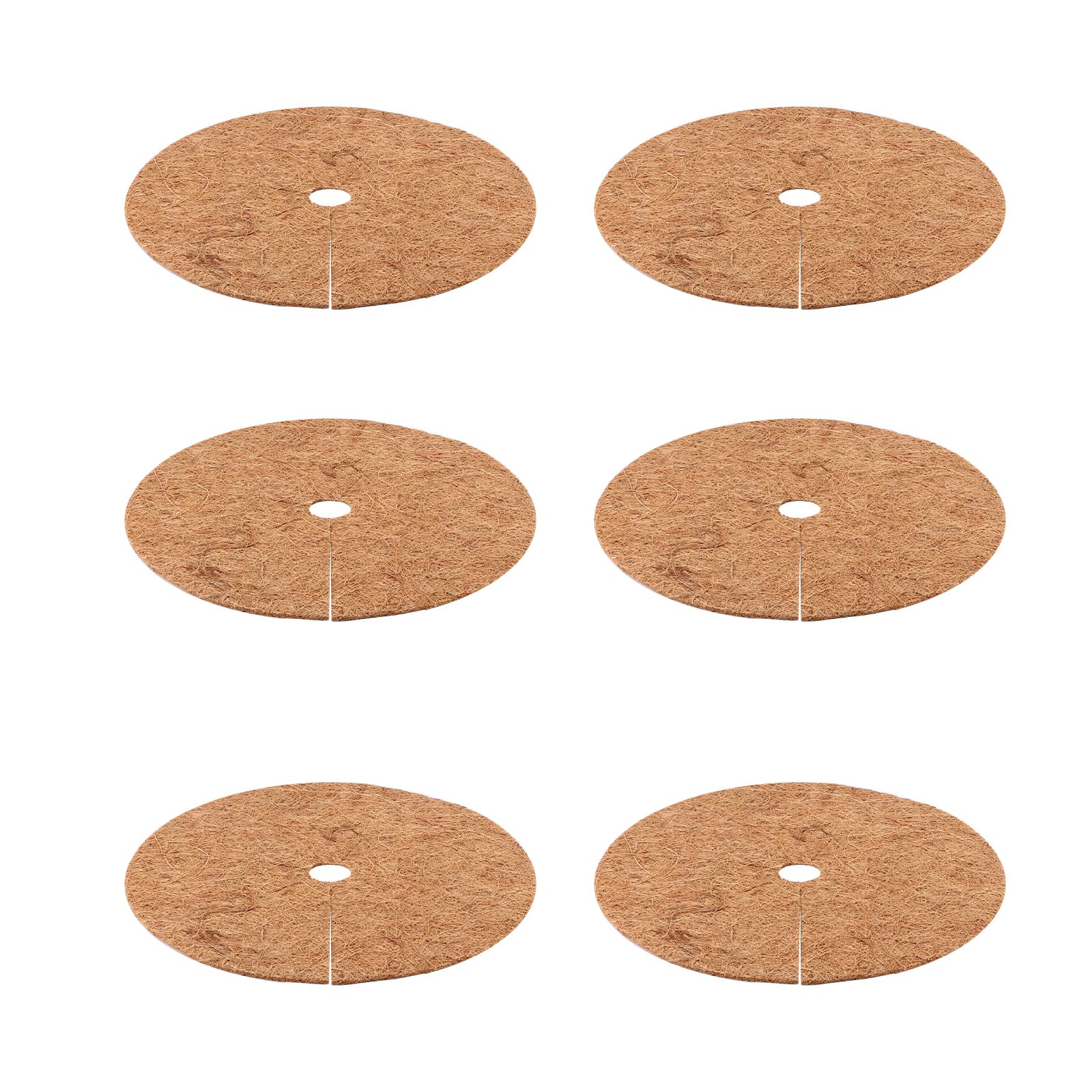 Jasfyee 6PCS 30cm Coconut Fibers Tree Mulch Ring Protector Mat, Natural Coco Coir Tree Protector Root Soil Cover for Cypress, Landscaping, Soil Cover for Indoor Outdoor Plants