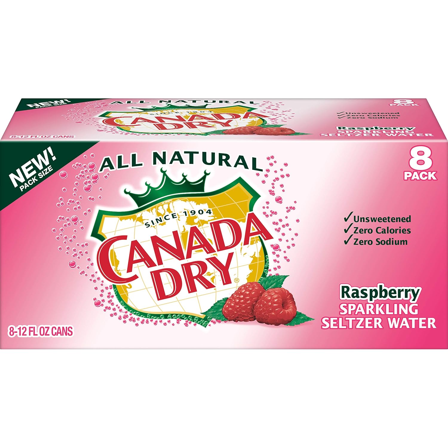Canada Dry Raspberry Sparkling Seltzer Water, 12 fl oz cans, 8 count