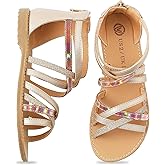 Berhood Girls Gladiator Sandals Open Toe Breathable Summer Sandals with Heel Zipper (Little Kid/Big Kid)
