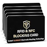 SaiTech IT 5 Pack Premium RFID Blocking Card for Credit Debit Card, Black | Slim Anti-Theft Contactless NFC RFID Blocker Protector, Easy Fit into Wallet &amp; Purse, for Men &amp; Women, for Travel &amp; Business