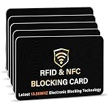 SaiTech IT 5 Pack RFID Blocking Card, One Card Protects Entire Wallet Purse, NFC Contactless Bank Debit Credit Card Protector ID ATM Guard Card Blocker–(Black)