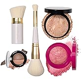 LAURA GELLER NEW YORK Daily Routine Kit | Fair | Limited Edition Makeup Set | Includes Baked Foundation for Mature Skin, Exclusive Blush, Eyeshadow, Retractable Kabuki Brush