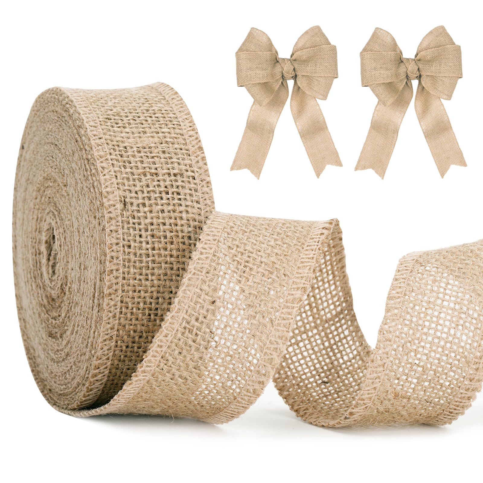 KINGLAKE Hessian Jute Ribbon, 4cm Brown, 10m Roll, Rustic, Perfect for Gift Wrapping, Crafting, Decorating, Special Occasions