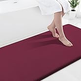 Smiry Memory Foam Bath Mat 70x24, Extra Soft and Absorbent Bathroom Mats, Non Slip Washable Carpet for Floor, Shower and Tub, Burgundy