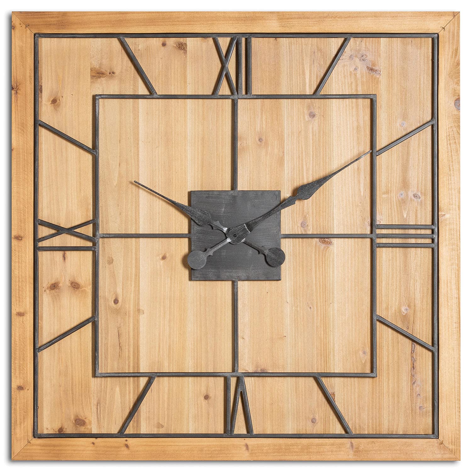 Hill Interiors Williston Square Large Wooden Wall Clock, Mixed, 90 x 5 x 7.59 cm