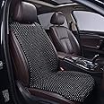 KENNISI Natural beaded seat covers for cars Cooling Auto beaded car seat covers Durable Wood beaded seat cover for summer Back Support massage Fatigue relief breathable 1-PC (1-Black-PJ)