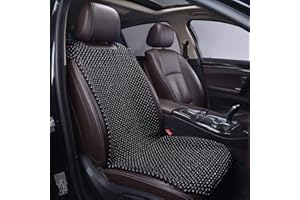 KENNISI Natural beaded seat covers for cars Cooling Auto beaded car seat covers Durable Wood beaded seat cover for summer Back Support massage Fatigue relief breathable 1-PC (1-Black-PJ)