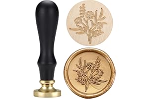 Yoption Wildflowers Wax Seal Stamp, Floral Wax Seal Stamp with Vintage Wood Handle for Wedding Invitation Gift Wrap Envelopes