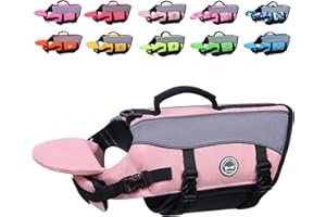 VIVAGLORY Dog Life Jacket with Removable Front Float, Life Vest with Reflective Trims & Extra Padding for Swimming & Boating, Sakura Pink, S