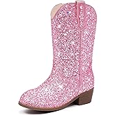 Motasha Glitter Girls Cowgirl Boots Sparkly Cowboy Dress Boots For Toddler To Big Kid Mid Calf Pointed Toe Party Birthday Horse Riding
