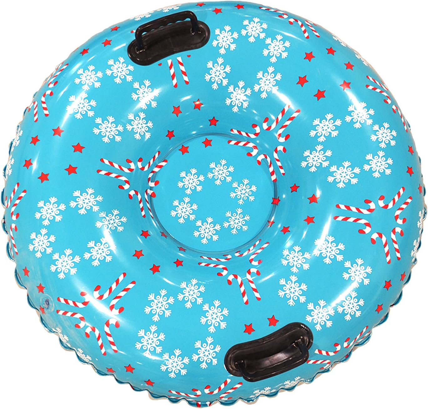 Snow Tube Sled Air Tube Winter Inflatable Round with Big Grab Handles 38 Inch (Christmas)