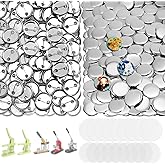 200 Sets Button Maker Supplies, 32mm/1.25 inch Button Supplies, with Metal Needle Back Cover, Metal Cover, Transparent Film and Blank Paper, Suitable for Button Making Machine and Pin Maker Press