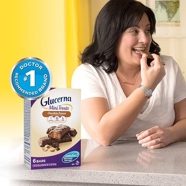 GLUCERNA MINI TREATS, DIABETIC SNACK REPLACEMENT TO SUPPORT BLOOD SUGAR MANAGEMENT, 80 CALORIES, CHOCOLATE PEANUT, 6-BAR PACK, 6 COUNT