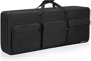 LASUK 61 key Keyboard Case (Size:40.5"x6"x15.7"), Keyboard Gig Bag Case with Adjustable Straps and 6-Pocket for Keyboard Accessaries, 61 key Electric Piano Keyboard Gig Bag