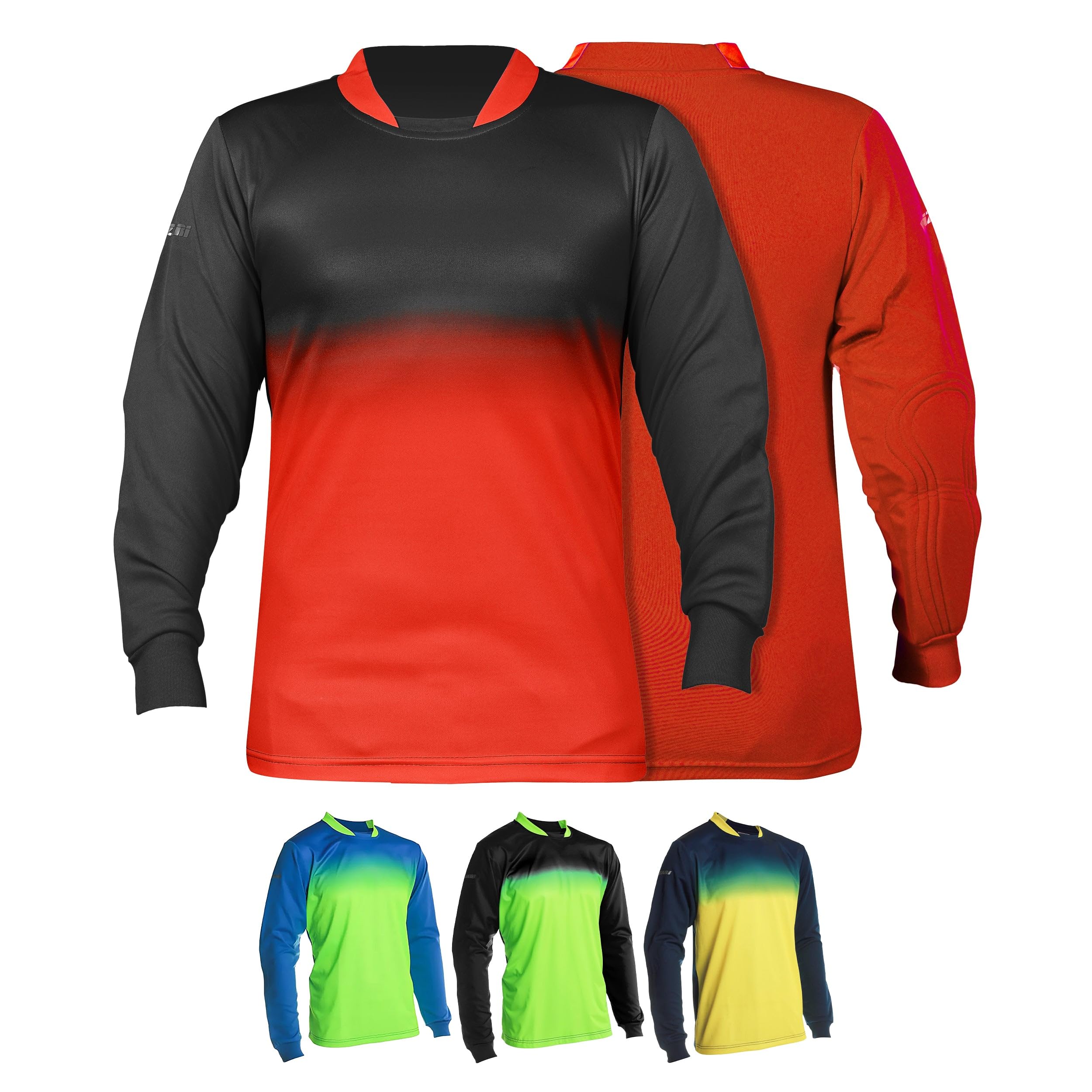 Camiseta de portero de fútbol Vizari Vallejo para niños | Camiseta de portero juvenil ligera y cómoda con manga larga acolchada Naranja/Negro