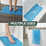 Zuvo Non-Slip Bath Mat Extra Long 100 x 40cm Blue with Suction Cups view 5
