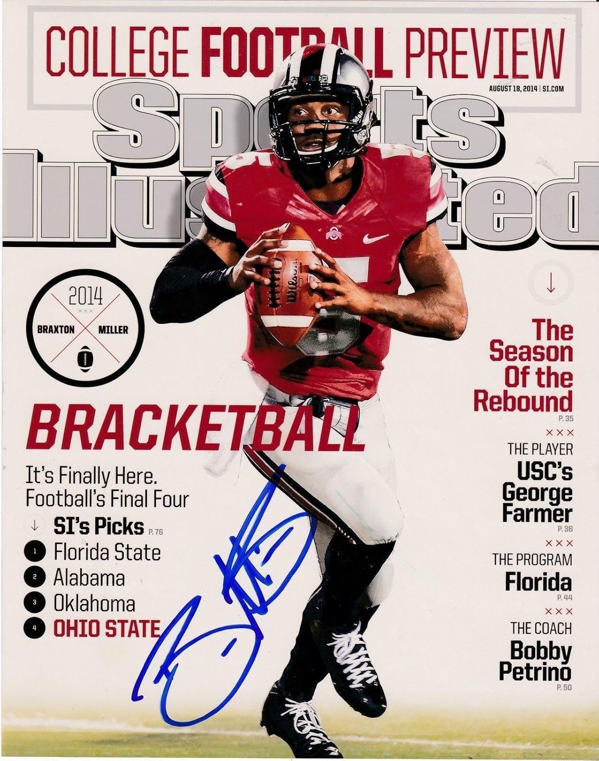 Sports Mem Cards Fan Shop Braxton Miller Ohio State Buckeyes Autographed Riddell Osu Alternate Black Speed Autographs Original