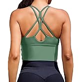 XUNYU Sports Bras for Women High Support Longline Workout Tank Tops Built in Bra Padded Strappy Yoga Crop Top Cross Gym